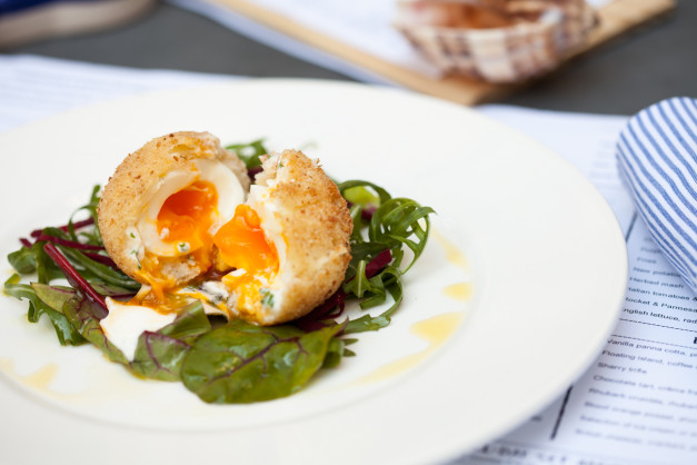 Kedgeree Scotch egg, made with smoked haddock and curried spices