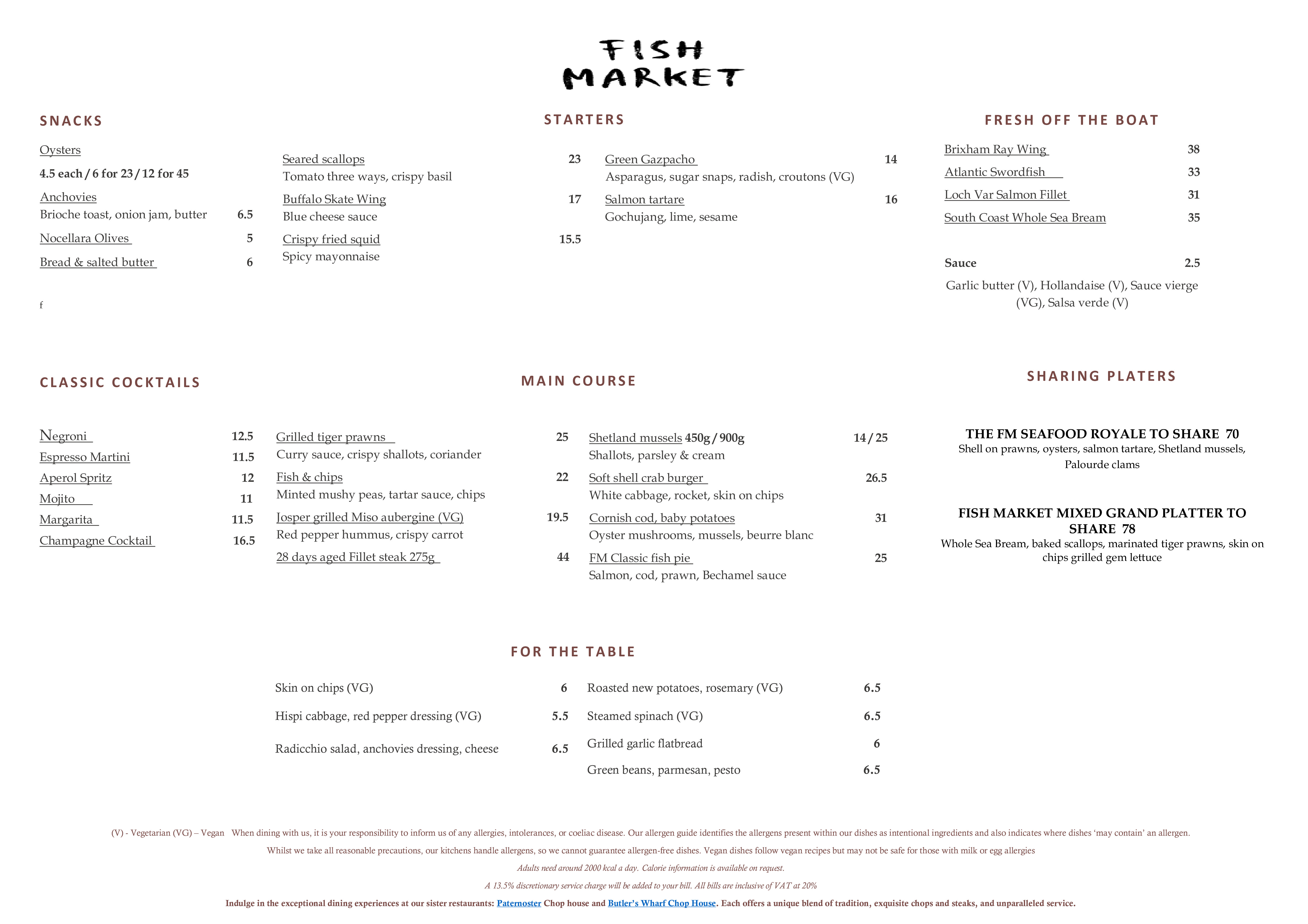 Fish Market A La Carte Page 1